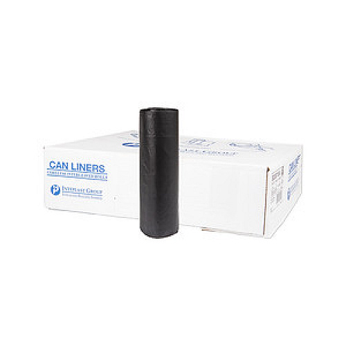 Inteplast Group High-Density Commercial Can Liners, 30 gal, 9.91 mic, 30" x 37", Black, Interleaved Roll, 25 Bags/Roll, 20 Rolls/Carton (S303710K)