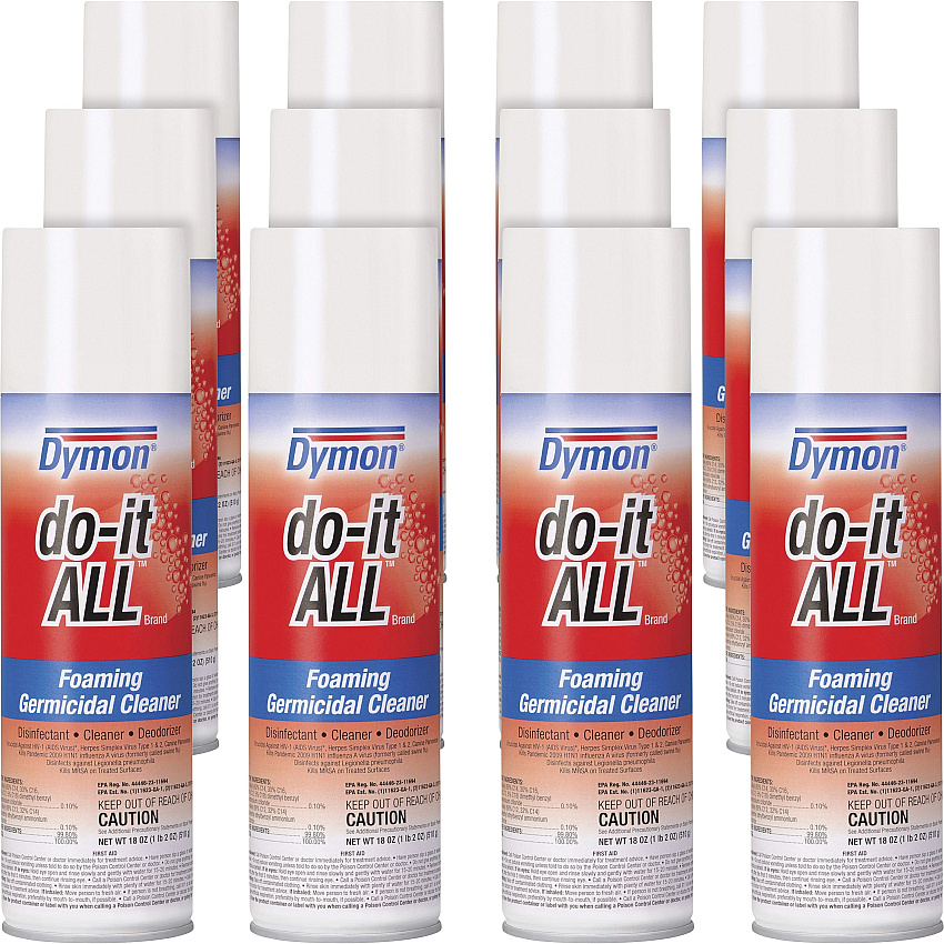 Dymon do-it-ALL Germicidal Foaming Cleaner, 18 oz Aerosol Spray, 12/Carton (08020CT)
