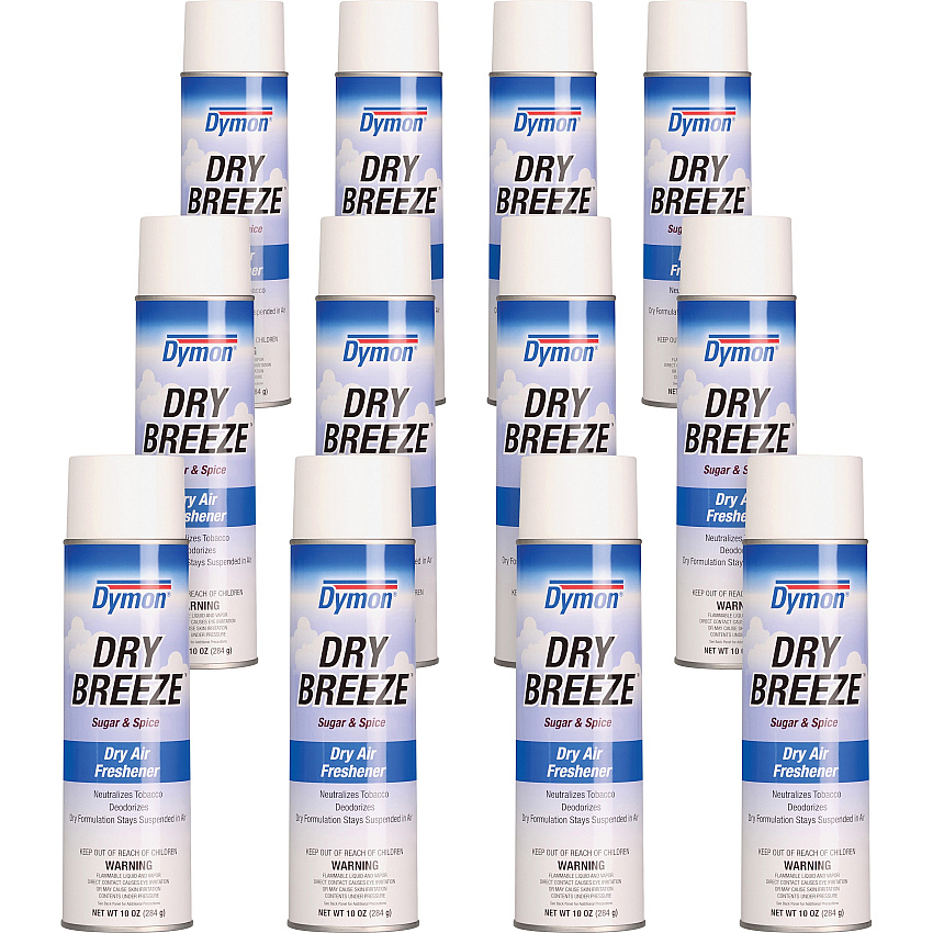 Dymon Dry Breeze Aerosol Air Freshener, Sugar and Spice, 10 oz Aerosol Spray, 12/Carton (70220)