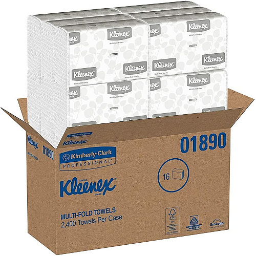 Kleenex&reg; Multifold Paper Towels, 1-Ply, White, 2400 Towels (01890)