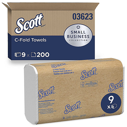 Scott&reg; Essential C-Fold Paper Towels, 1-Ply, White, 1800 Towels (03623)
