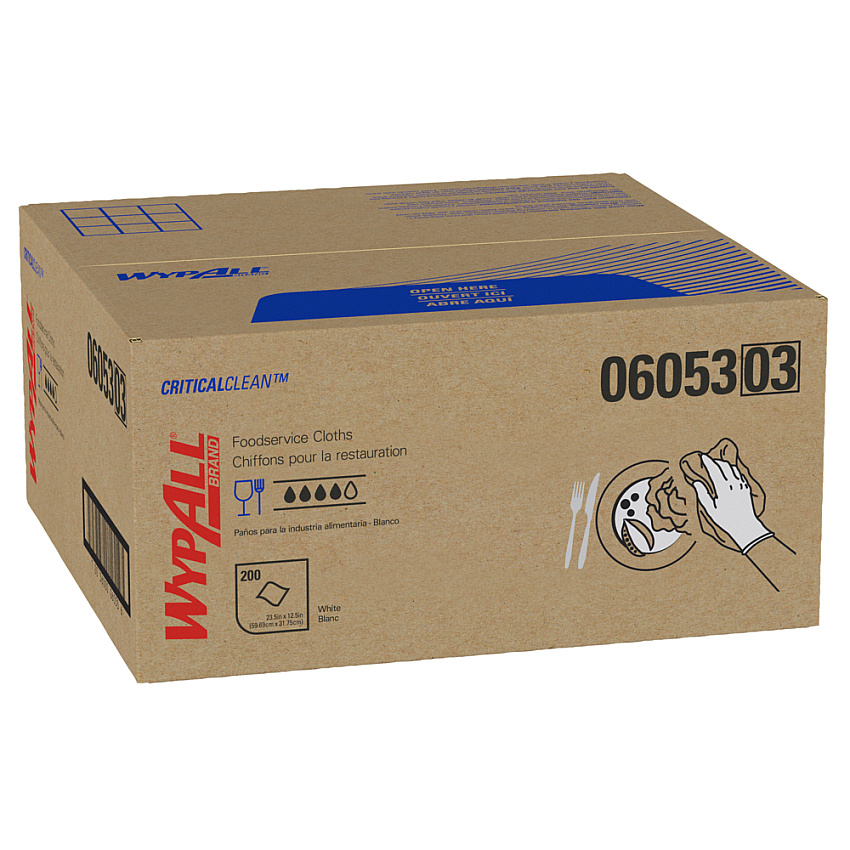 WypAll X50 Foodservice Towels, 1/4 Fold, 23.5 x 12.5, White, 200/Carton (06053)
