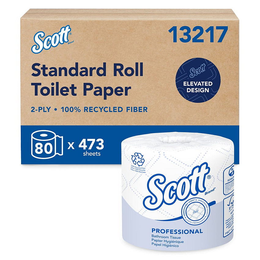 Scott&reg; Pro Standard Toilet Paper, 2-Ply, White, 473 Sheets, 80 Rolls (13217)