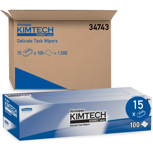 Kimtech Kimwipes Delicate Task Wipers, 3-Ply, 11.8 x 11.8, 100/Box