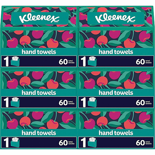 Kleenex Disposable Hand Towels 1 Ply - 8" Width x 9.10" Length - White - Paper - 60 Towels/Box - 6 / Carton (38586CT)