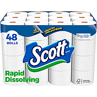 Scott&reg; Rapid-Dissolving Toilet Paper, 1-Ply, 231 Sheets, 48 Rolls (47617)