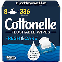 Cottonelle Flushable Wet Wipes, Flip-Top Pack, 5 x 7.25, White, 42 Sheets/Pack, 8 Packs/Carton (51826)