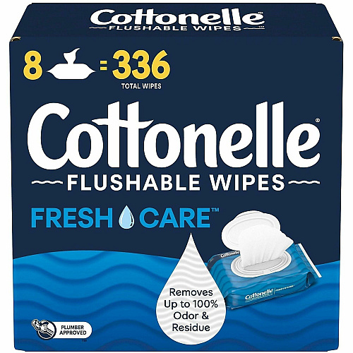 Cottonelle Flushable Wet Wipes, Flip-Top Pack, 5 x 7.25, White, 42 Sheets/Pack, 8 Packs/Carton (51826)