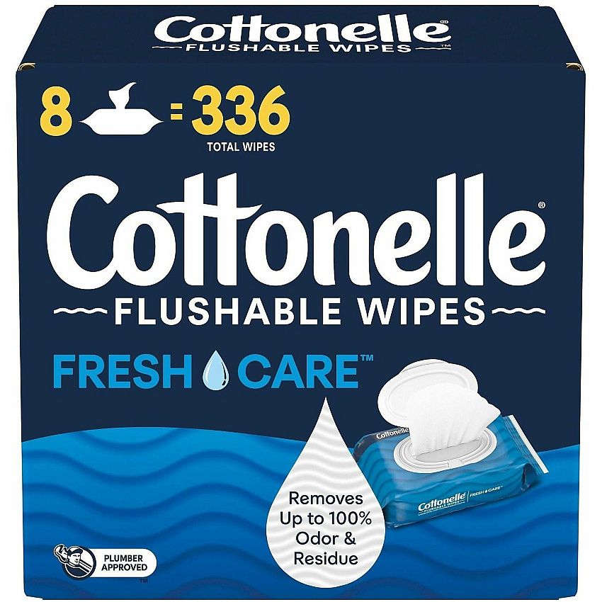 Cottonelle Flushable Wet Wipes, Flip-Top Pack, 5 x 7.25, White, 42 Sheets/Pack, 8 Packs/Carton (51826)