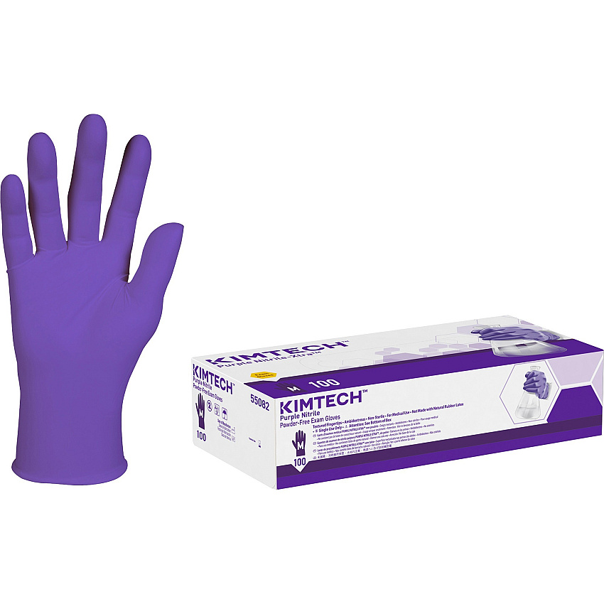 Kimtech PURPLE NITRILE Exam Gloves, 242 mm Length, Medium, Purple, 100/Box (55082)