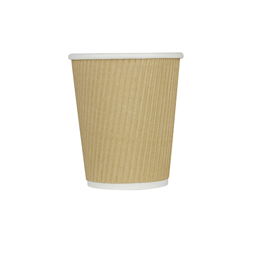 Karat Ripple Hot Cups, 8 oz, Kraft/White, 500/Carton (CKRC508)