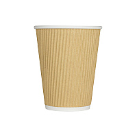 Karat Ripple Hot Cups, 12 oz, Kraft/White, 500/Carton (CKRC512)