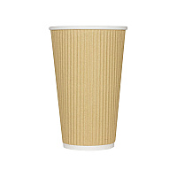 Karat Ripple Hot Cups, 16 oz, Kraft/White, 500/Carton (CKRC516)