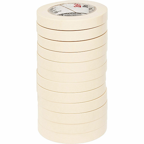 Highland Economy Masking Tape, 3" Core, 0.7" x 60.1 yds, Tan 12 / Pack (260018A)