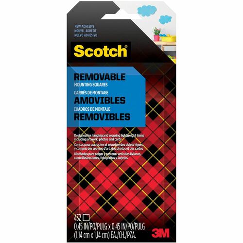 Scotch Precut Removable Mounting Tabs, Removable, Holds Up to 0.25 lb, 6 Tabs, Double-Sided, 0.5 x 0.75, Black, 480/Pack 0.45" Length x 0.45" Width - Synthetic - 125 mil - Open-cell Foam Backing - For Mounting Artwork, Sign, Multi Surface, Mount Pi (7225)