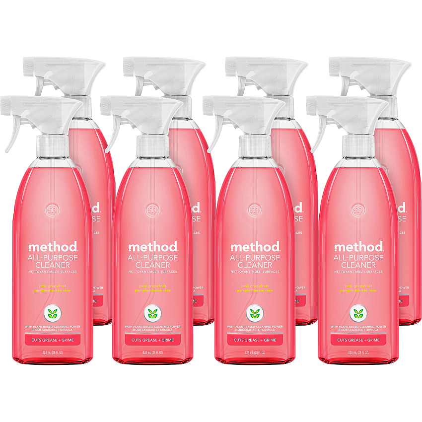 Method All Surface Cleaner, Pink Grapefruit, 28 oz Spray Bottle, 8/Carton (00010CT)
