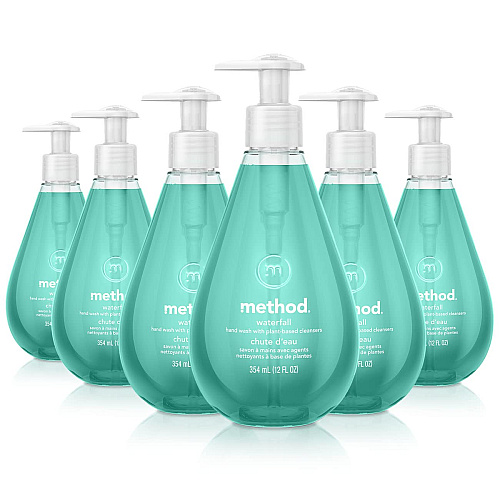 Method Gel Hand Wash, Waterfall, 12 oz Pump Bottle, 6/Carton Waterfall Scent - 12 fl oz - Pump Bottle Dispenser - Hand - Aqua - Paraben-free, Phthalate-free, Triclosan-free - 6 / Carton (00379CT)