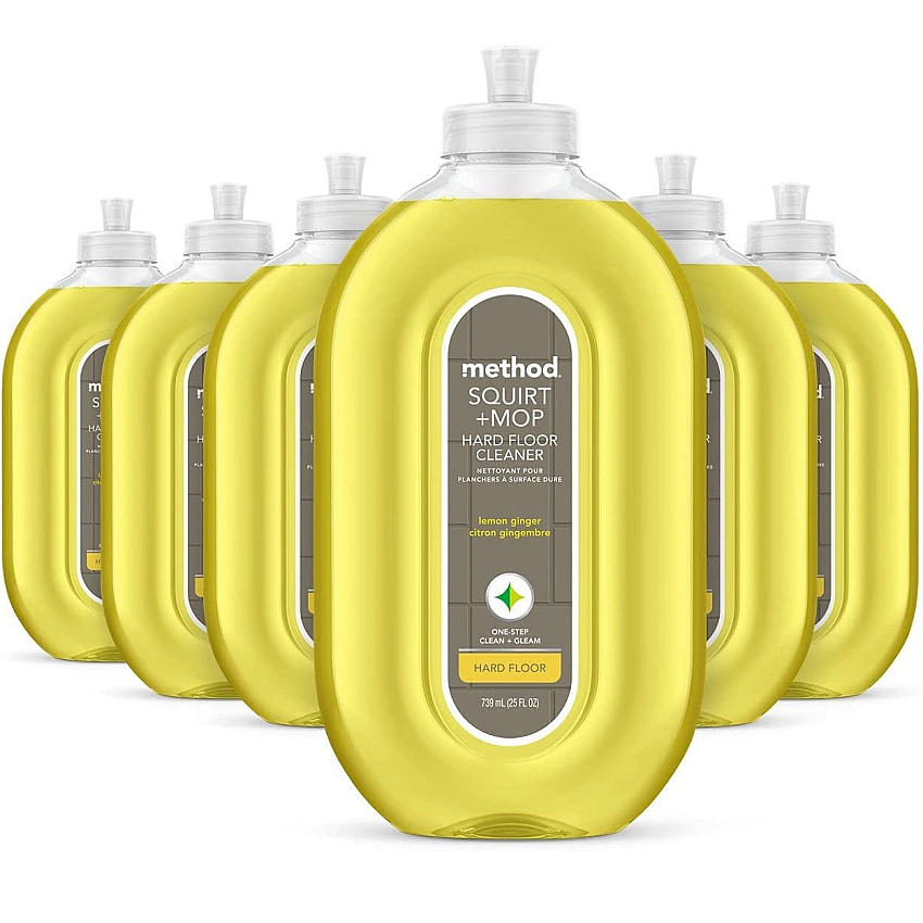 Method Squirt + Mop Hard Floor Cleaner, 25 oz Spray Bottle, Lemon Ginger, 6/Carton (00563CT)