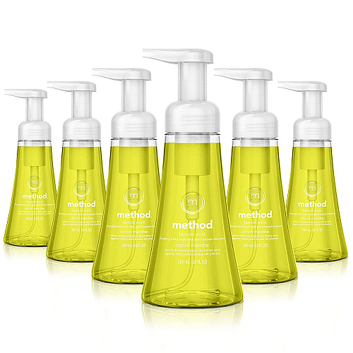 Method Foaming Hand Wash, Lemon Mint, 10 oz Pump Bottle, 6/Carton Lemon Mint Scent - 10 fl oz - Pump Bottle Dispenser - Hand - Lemon Yellow - Paraben-free, Phthalate-free, Triclosan-free - 6 / Carton (01162CT)