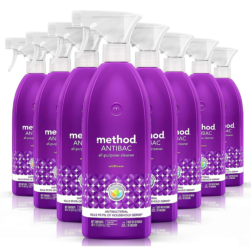 Method Antibac All-Purpose Cleaner, Wildflower, 28 oz Spray Bottle, 8/Carton (01454)