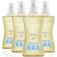 Method 4X Concentrated Laundry Detergent, Free and Clear, 53.5 oz Bottle, 4/Carton (01491)