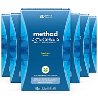 Method Dryer Sheets, Fresh Air, 80/Box, 6 Boxes/Carton (318048)