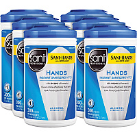 Hands Instant Sanitizing Wipes, 7.5 x 5, 300/Canister, 6/Carton (P92084CT)