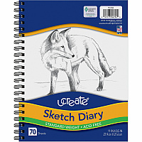 UCreate Art1st Sketch Diary, 60 lb Text Paper Stock, Blue Cover, (70) 11 x 8.5 Sheets (4794)
