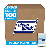 Clean Quick Powdered Chlorine-Based Sanitizer, 1oz Packet, 100/Carton (02584)