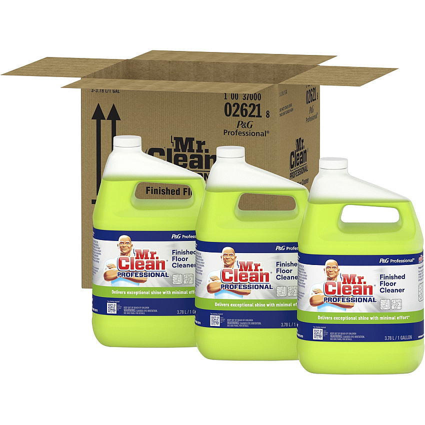 Mr. Clean Finished Floor Cleaner, Lemon Scent, 1 gal Bottle, 3/Carton (02621CT)