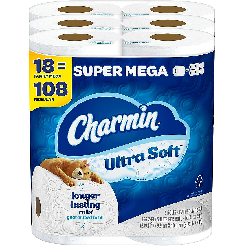 Ultra Soft Bathroom Tissue, Septic-Safe, 2-Ply, White, 366 Sheets/Roll, 18 Rolls/Carton