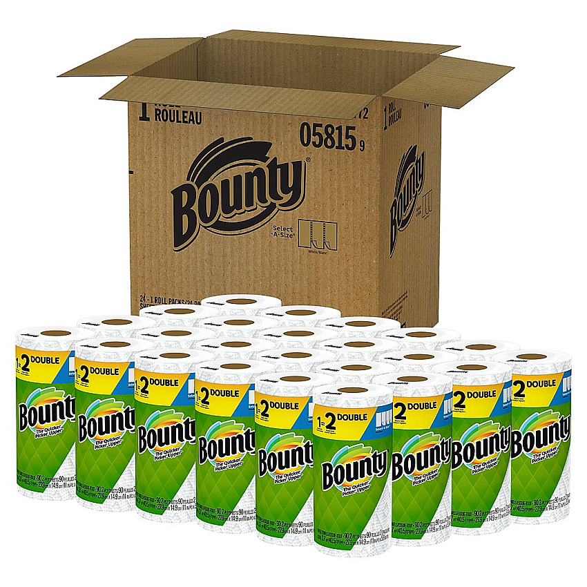 Bounty&reg; Kitchen Paper Towels, 2-Ply, 90 Sheets - Double Roll, 24 Rolls (05815)
