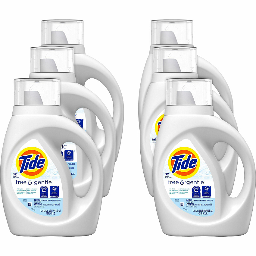 Tide&reg; Free & Gentle Liquid Laundry Detergent, 42 oz., 6 Bottles (12146)