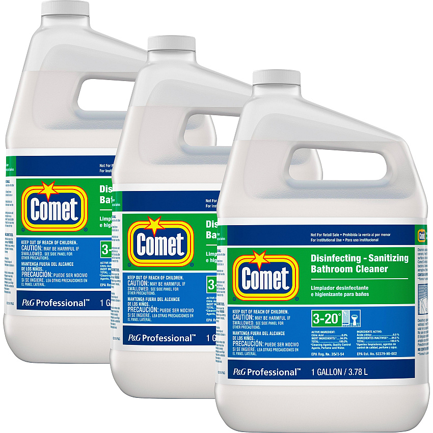 Comet Disinfecting-Sanitizing Bathroom Cleaner, One Gallon Bottle, 3/Carton (22570CT)