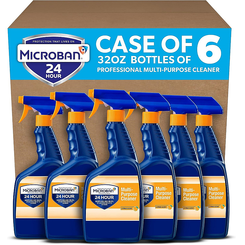 Microban 24-Hour Disinfectant Multipurpose Cleaner, Citrus, 32 oz Spray Bottle, 6/Carton (47415)