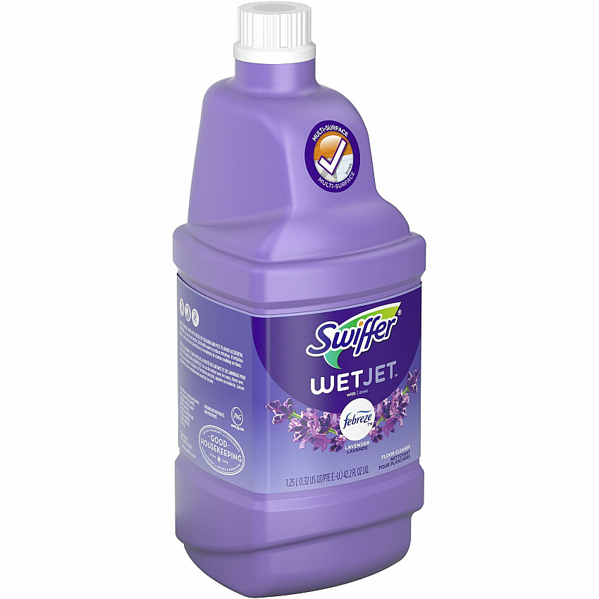 Swiffer WetJet Floor Cleaner For Floor, Multi Surface, Wood - Liquid - 42.2 fl oz (1.3 quart) - Lavender, Vanilla Scent - Quick Drying, Non-streaking, Phosphate-free - Purple - 1 Each (77811)