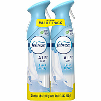 Febreze AIR, Linen and Sky, 8.8 oz Aerosol Spray, 2/Pack, 6 Pack/Carton Liquid - 8.8 fl oz (0.3 quart) - Linen & Sky - Odor Neutralizer, VOC-free - 2 / Pack (97799)