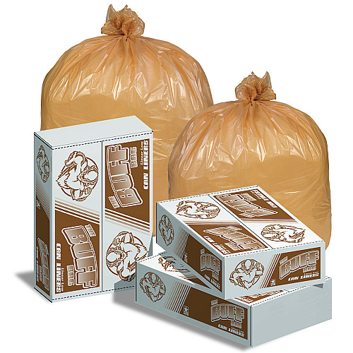 Pitt Plastics Heavy-Duty Linear Low Density Can Liner, 33 gal, 1.2 mil, Buff, Flat Pack, 100/Carton (P4030B)