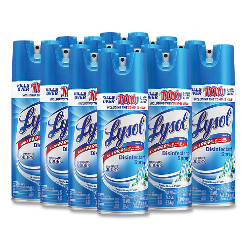 Lysol&reg; Disinfectant Spray, Spring Waterfall Scent, 12.5 oz., 12 Cans (02845)