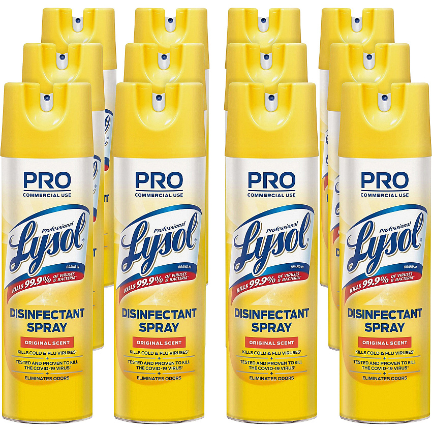 Lysol&reg; Pro Disinfectant Spray, Original Scent, 12 Cans (04650CT)