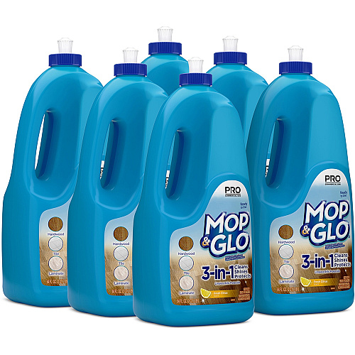 Mop & Glo&reg; Professional Multi-Surface Floor Cleaner, Fresh Citrus Scent, 64 oz Bottle, 6 Bottles (74297CT)