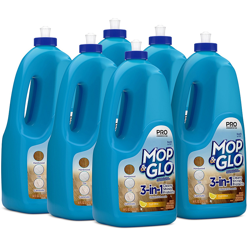 Mop & Glo&reg; Professional Multi-Surface Floor Cleaner, Fresh Citrus Scent, 64 oz Bottle, 6 Bottles (74297CT)