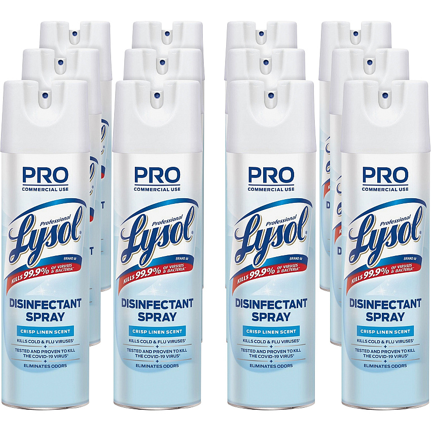 Lysol&reg; Pro Disinfectant Spray, Linen Scent, 19 oz., 12 Cans (74828CT)
