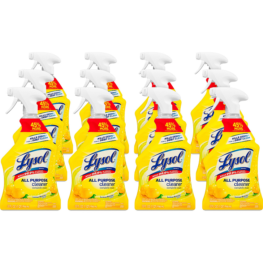 Lysol&reg; All-Purpose Cleaner, Lemon Scent, 32 oz., 12 Spray Bottles (75352CT)