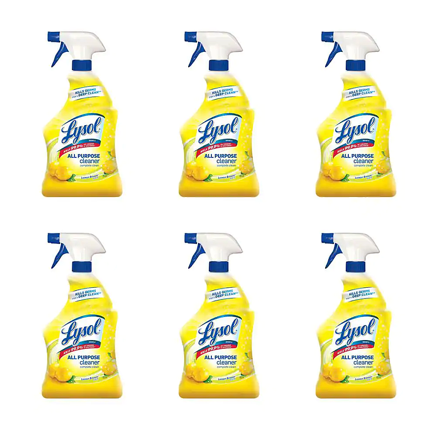 Lysol&reg; All-Purpose Disinfectant Cleaner, Lemon Scent, 32 oz., 6 Spray Bottles (75352EA-6)