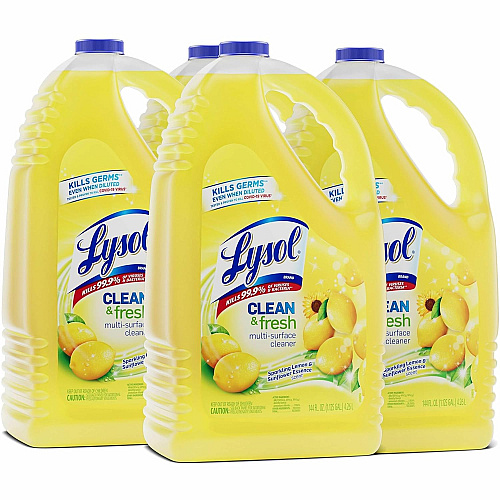 Lysol&reg; Multi-Surface Disinfectant Cleaner, Lemon Scent, 144 oz. Bottle, 4 Bottles (77617)