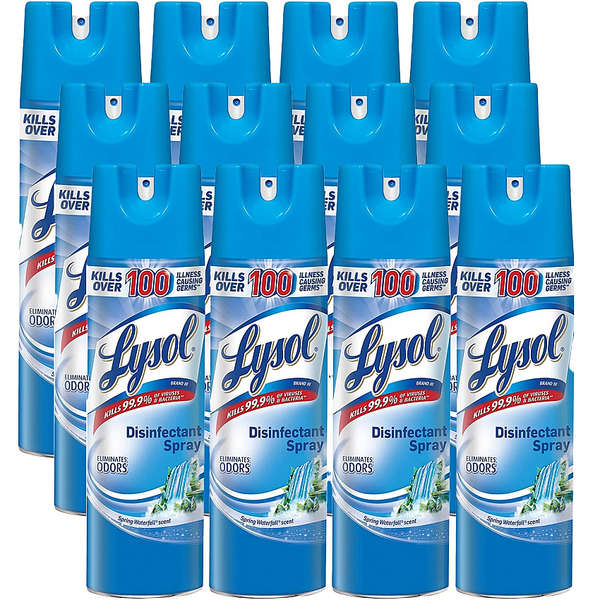 Lysol&reg; Disinfectant Spray, Spring Waterfall Scent, 19 oz., 12 Cans (79326CT)