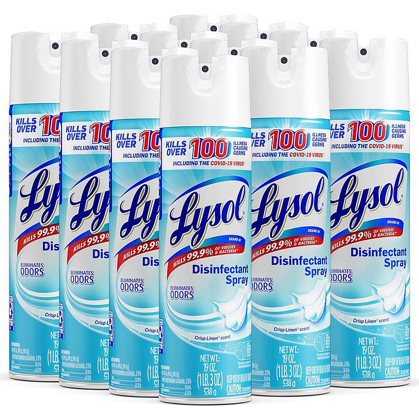 Lysol&reg; Disinfectant Spray, Crisp Linen, 19 oz. Aerosol, 12 Cans (79329CT)