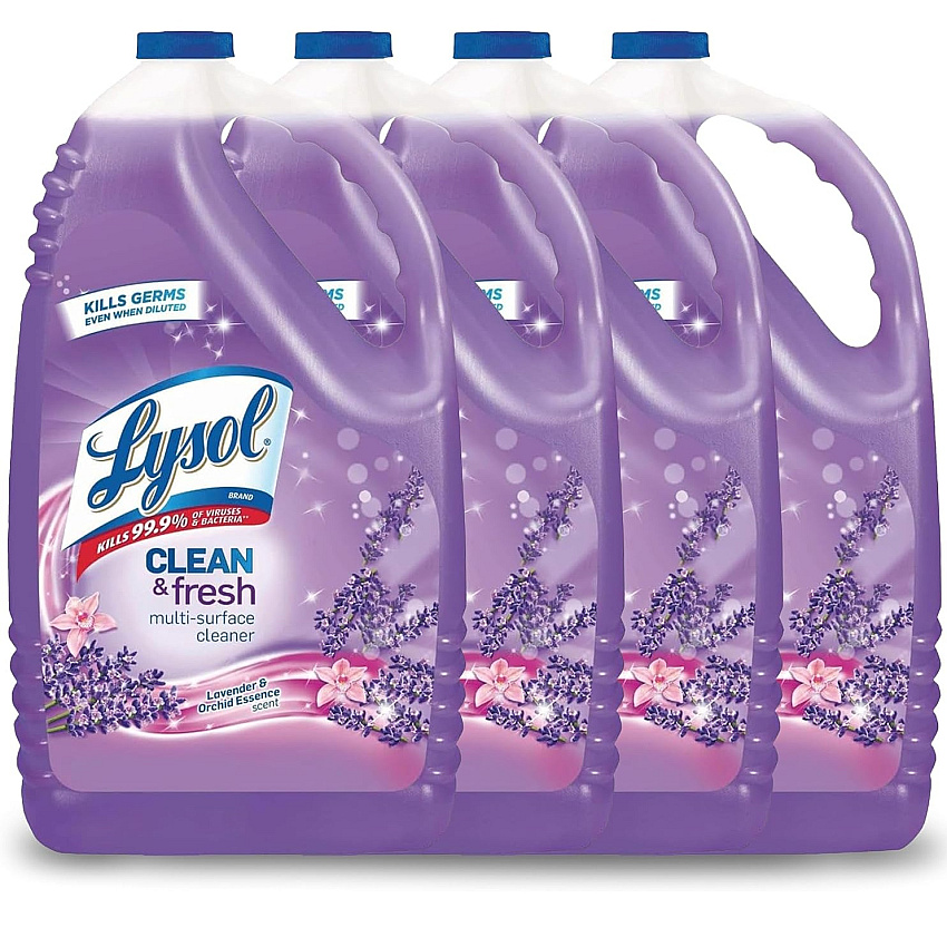 Lysol&reg; Clean and Fresh Multi-Surface Disinfectant Cleaner, Lavender and Orchid Essence, 144 oz Bottle, 4/Carton (88786)