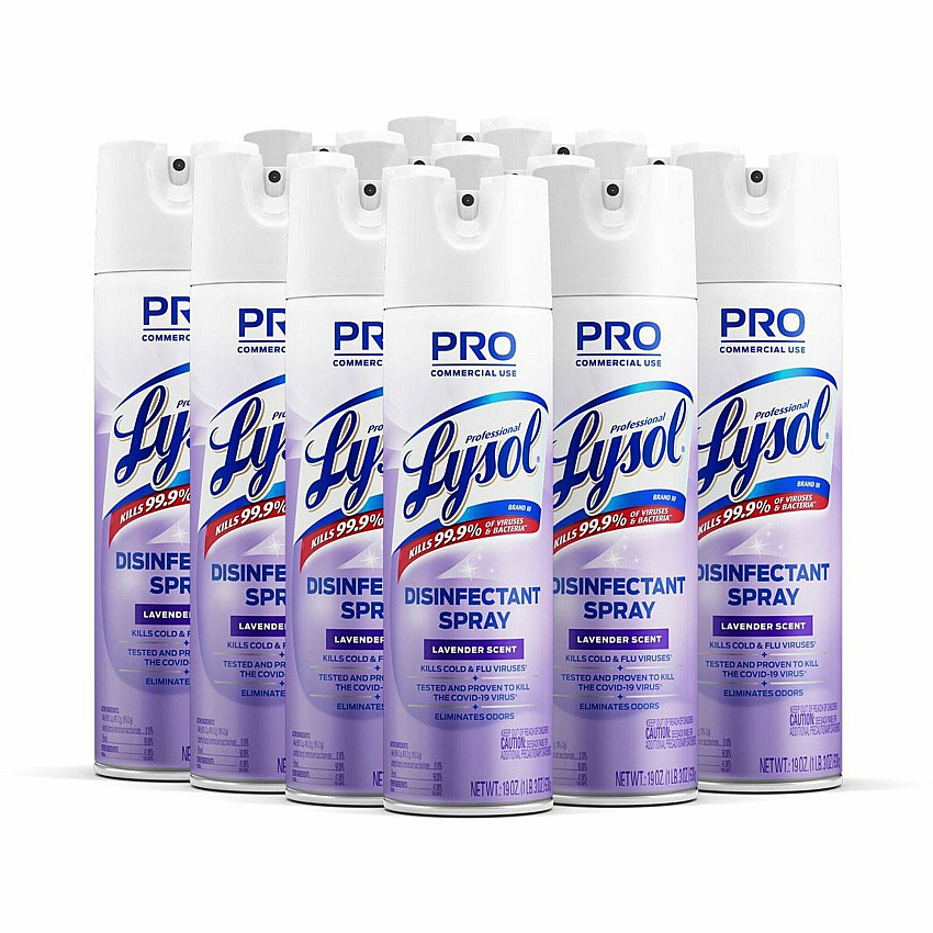 Lysol&reg; Pro Disinfectant Spray, Lavender, 19 oz., 12 Cans (89097CT)